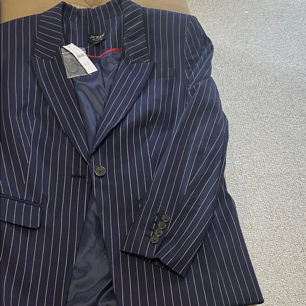 J. Crew Dark Blue Striped Women's Blazer